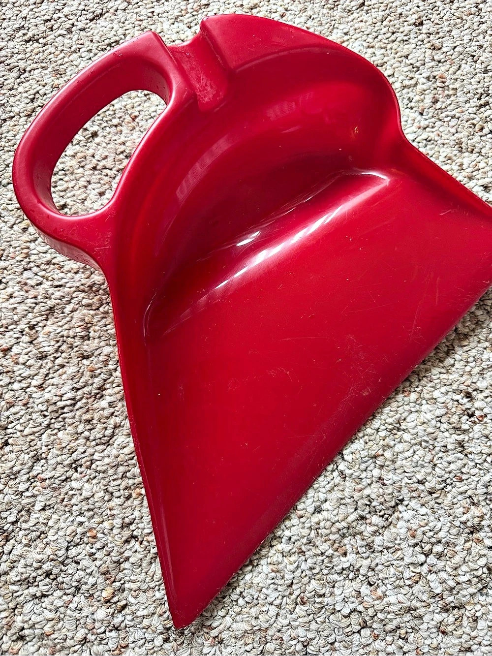 Used Red Dustpan Angled Home Sweep Cleaning Tool Plastic Ergonomic Broom Pan